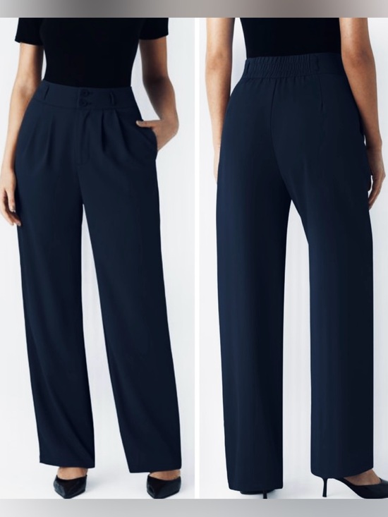 HALARA Pants - Halara Flex High Waisted Work Pants XL Blue Zipper Pocket Shirred Straight Leg